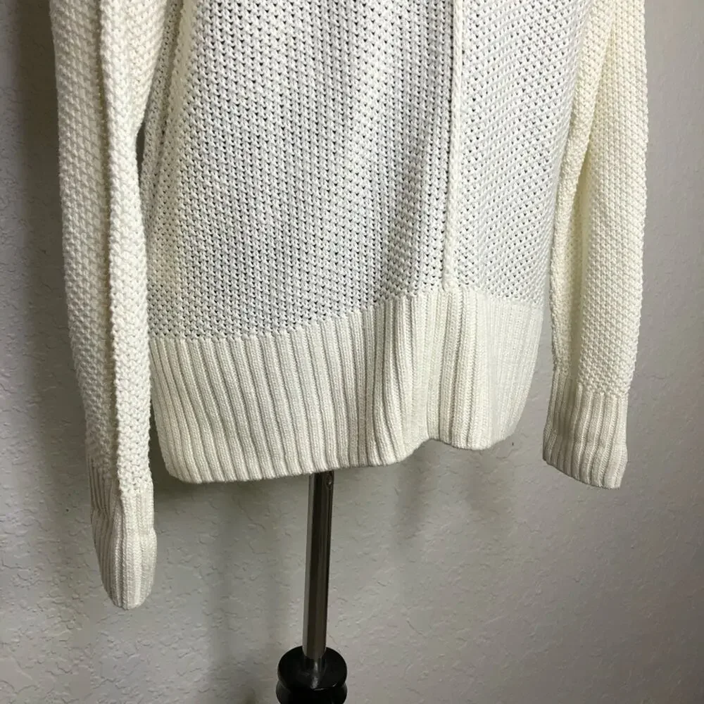 Seafolly Australia Sand Dunes white open knit linen blend sweater size XS NWT